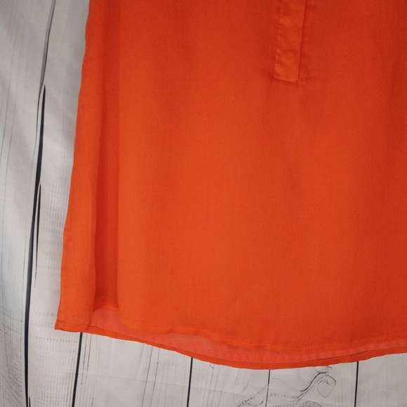 J.Crew Naomi Top Orange Lined Silk Sleeveless Ruffle Neck Blouse - Picture 6 of 14